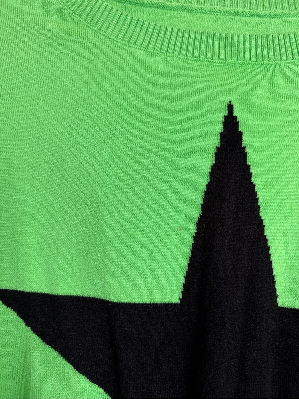 Neon Green Black Star Oversized Sweater Size L Y2K Punk - Picture 4 of 6